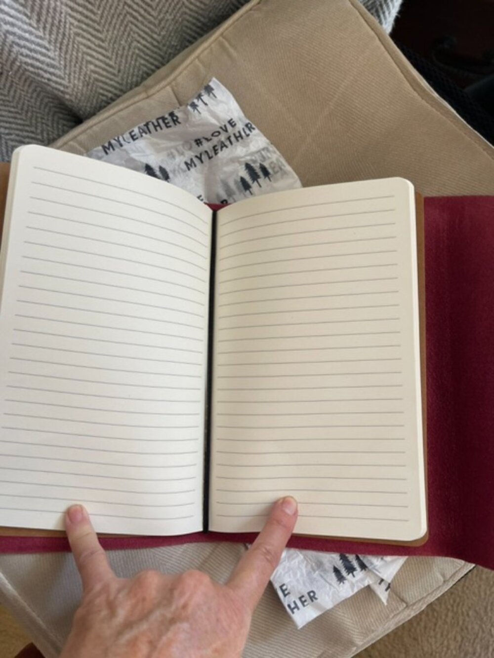 PORTLAND LEATHER WRAP NOTEBOOK IN BURGUNDY - Picture 6 of 9